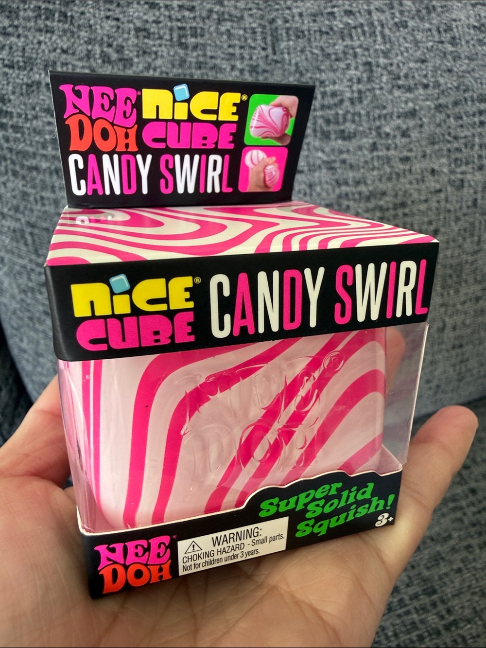 Nice Cube Candy Swirl NeeDoh Pink Squish Toy